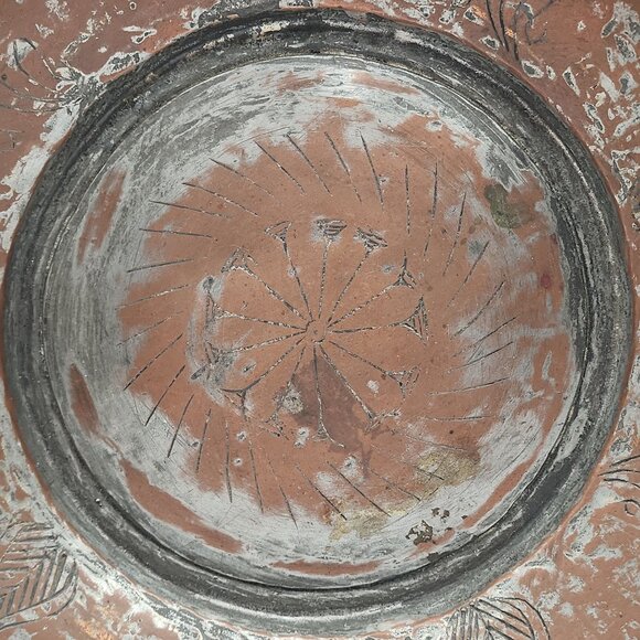 Handcrafted Vintage Copper Decorative Plate With Intricate Engraved Patterns - Picture 5 of 12